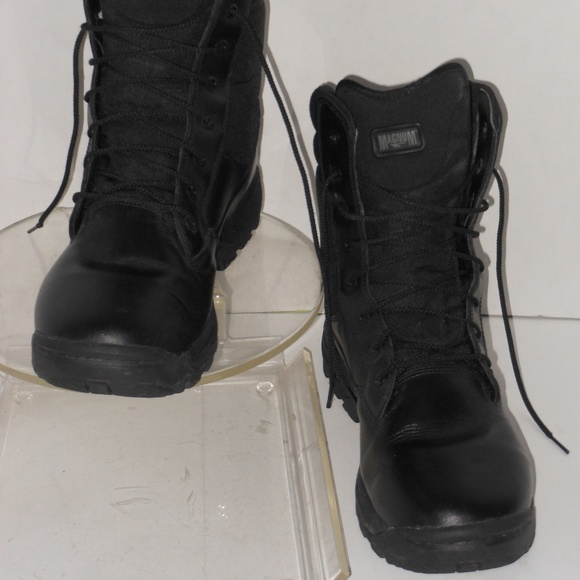 MAGMUM TECHNOLOGY BLACK LEATHER ANKLE BOOT SIZE 12 - Picture 3 of 10